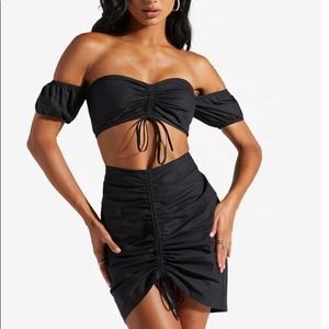 Poplin crop top black XL